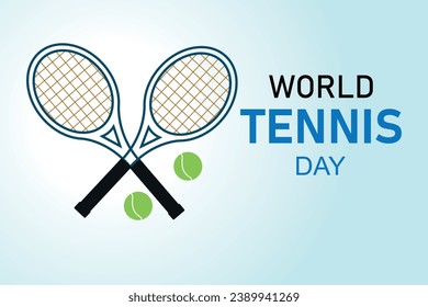 World Tennis Day, racket and ball illustration, banner for healthy lifestyle and sport. Vector.