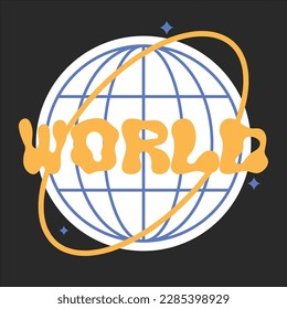 world text design with globe icon for t-shirt, poster, typography or your brand. vector
