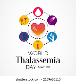 El 8 de mayo se celebra cada año el Día Mundial de la Talasemia para conmemorar a las víctimas de la talasemia y animar a los que luchan por vivir con la enfermedad. Ilustración del vector