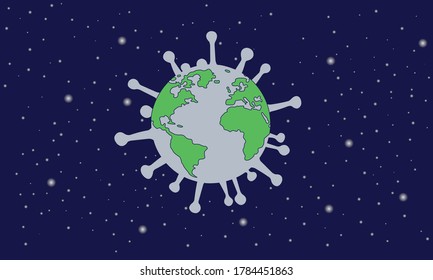 El mundo controlado por Covid-19. Espacio estrellado. 