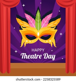 World Theater Day Background Illustration Flat Cartoon Hand Drawn Templates