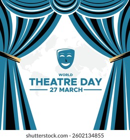 World Theater Day Vector Illustration on March 27. World theater day, March 27, concept greeting card, World Theater day banner design