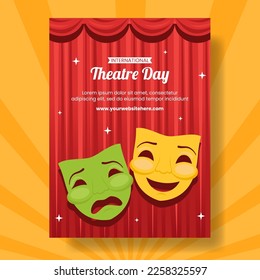  World Theater Day Vertical Poster Flat Cartoon Hand Drawn Templates Illustration