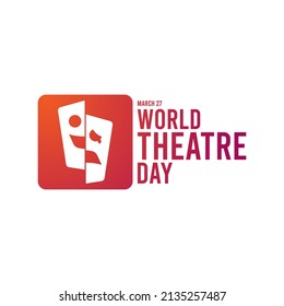 World theatre day. March 27. Half mask happy and half mask sad icon. Poster or banner.