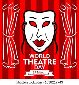 World theatre day vector greeting card 