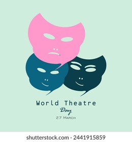 World Theatre Day vector, illustration. Expression face masks design concept. 27 march.

