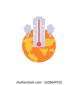 World and thermometer design, Climate change global warning pollution environment nature green and extreme danger theme Vector illustration