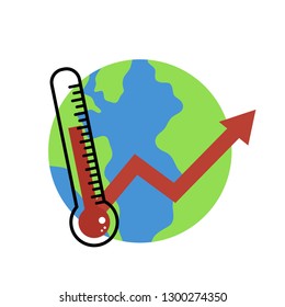 World and thermometer. Global warming concept icon 