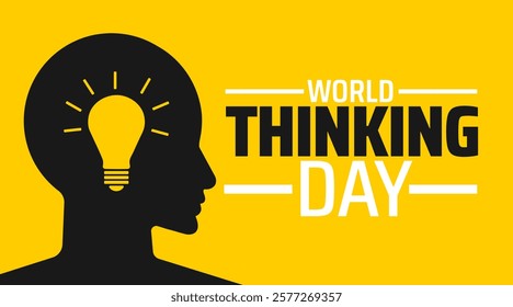 World Thinking Day background banner or poster design template. observed every year in February. Holiday concept. Use to any Template, card, poster, placard, template.