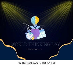 World Thinking Day. Thinking concept background. Brain shape bulb vector illustration
banner, card, poster. 