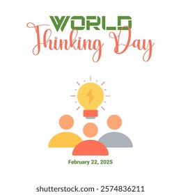 World Thinking Day. Thinking concept background. Brain shape bulb vector illustration. World Thinking Day. Template for background, banner, card, poster. vector illustration.