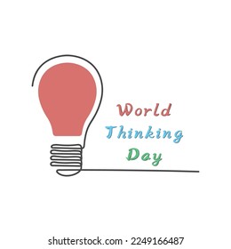 world thinking day with continuous line icons forming a light bulb