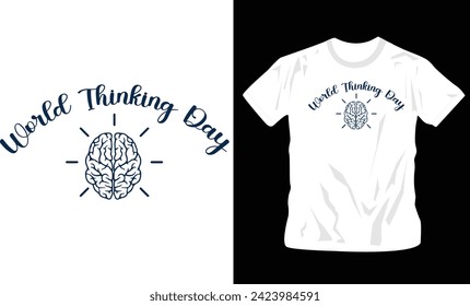 world thinking day t-shirt design, brain and blub