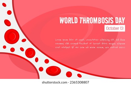 Plantilla del Día Mundial de la Trombosis con flujo de plaquetas en los vasos sanguíneos