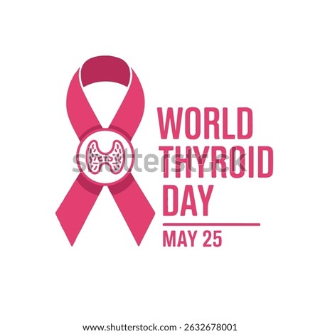 World thyroid day awareness graphic featuring pink ribbon and thyroid symbol design