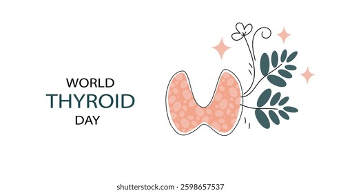 World Thyroid Day banner. Thyroid information flyer or poster. Cartoon flat vector illustration	

