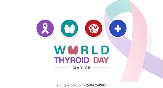 World Thyroid Day. Ribbon, thyroid and more. Great for posters, banners, social media and more. White background. 