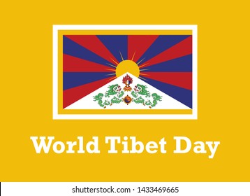 World Tibet Day vector. Tibetan flag vector. Tibetan flag isolated on a yellow background. Important day