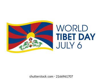 World Tibet Day vector. Waving flag of tibet icon isolated on a white background. Tibetan flag vector. Birthday of His Holiness the XIV Dalai Lama of Tibet. July 6. Important day
