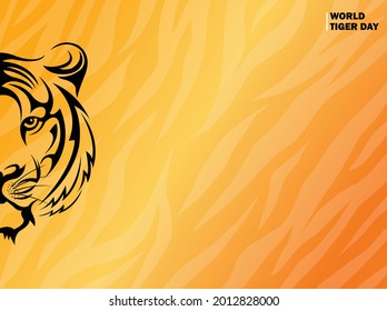 fondo del concepto del día mundial del tigre. Plantilla para fondo, banner, tarjeta, afiche con inscripción de texto. Ilustración del vector EPS10