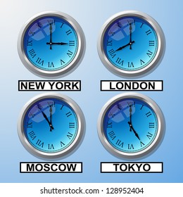 world time - clock with city name