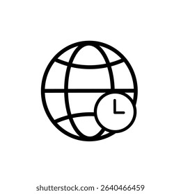 world time icon. World Time line icon. linear style sign for mobile concept and web design. Clock and globe outline vector icon. Symbol, logo illustration.