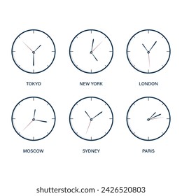 World Time Icon Set Vector Design.