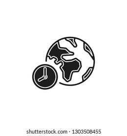 world time illustration, global time map zone symbol