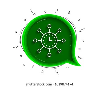 World time line icon. Chat bubble with shadow. Global watch sign. Thin line world time icon. Vector