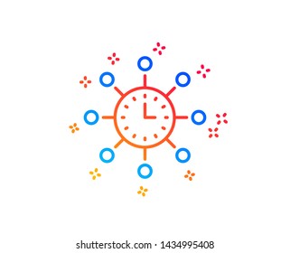 World time line icon. Global watch sign. Gradient design elements. Linear world time icon. Random shapes. Vector