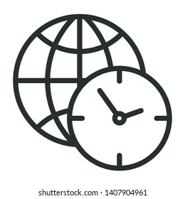 world time - minimal line web icon. simple vector illustration. concept for infographic, website or app.