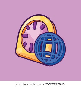 World Time with World Symbol Vector Illustration for Business and School Element Design