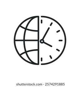 World time thin line icons. Perfect pixel on transparent background