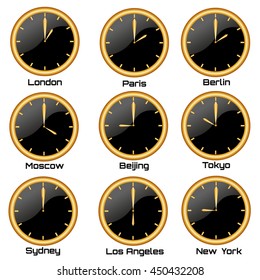 World Time Zones,  different cities