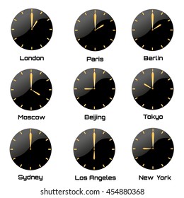 World Time Zones, different cities