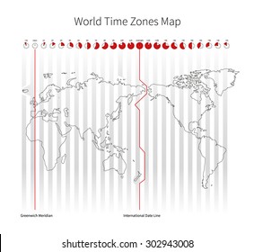 World Time Zones Map isolated on white