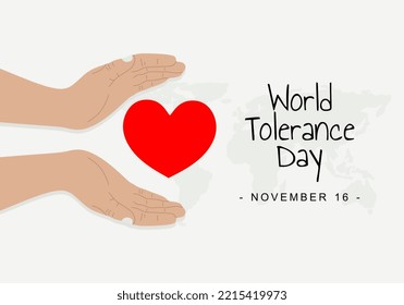 World tolerance day background with hand and love symbol.