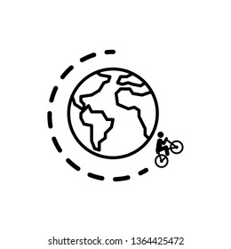world tour with bicycle icon vector