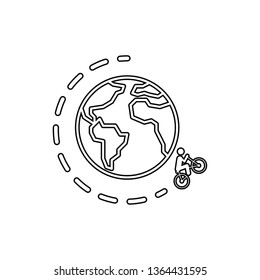 world tour with bicycle icon vector