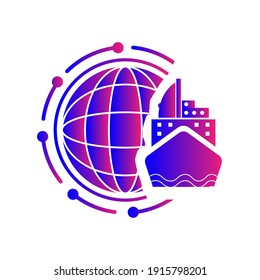 World tour by ship, ship location, ship direction and gps icon with vector illustration.