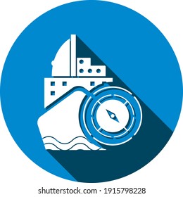 World tour by ship, ship location, ship direction and gps icon with vector illustration.