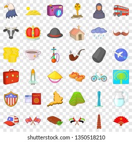 World tour icons set. Cartoon style of 36 world tour vector icons for web for any design