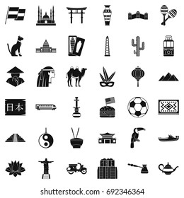 World tour icons set. Simple style of 36 world tour vector icons for web isolated on white background