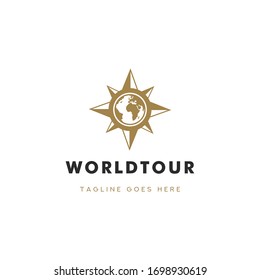 Comprensión del concepto del logotipo del Tour Mundial con el elemento de diseño de la Tierra