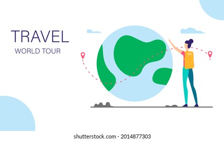 World tour vector illustration. Vector flat style design concept for website and mobile site development. 