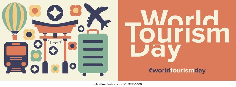 World tourism day 21 September poster geometric vector illustration