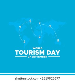 Día Mundial del Turismo, 27 de septiembre, Anuncio, publicación, cartel, diseño de Plantilla de redes sociales para el Día Mundial del Turismo. ilustración de stock, archivo de Vector, diseño conceptual del Día Mundial del Turismo.