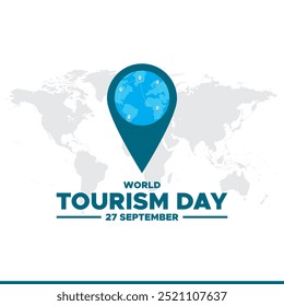 Día Mundial del Turismo, 27 de septiembre, Anuncio, publicación, cartel, diseño de Plantilla de redes sociales para el Día Mundial del Turismo. ilustración de stock, archivo de Vector, diseño conceptual del Día Mundial del Turismo.