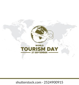 Día Mundial del Turismo, 27 de septiembre, Anuncio, publicación, cartel, diseño de Plantilla de redes sociales para el Día Mundial del Turismo. ilustración de stock, archivo de Vector, diseño conceptual del Día Mundial del Turismo.