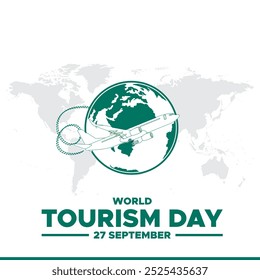 Día Mundial del Turismo, 27 de septiembre, Anuncio, publicación, cartel, diseño de Plantilla de redes sociales para el Día Mundial del Turismo. ilustración de stock, archivo de Vector, diseño conceptual del Día Mundial del Turismo.